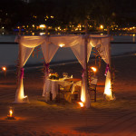 Candle light dinner on beach